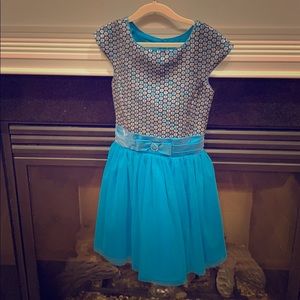 Christmas Sparkly Blue Dress with layered skirt